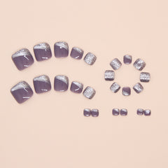 Fine Sparkle Cat Eye(Handmade Press On Nails)/24Pcs Short Toe Nails
