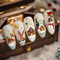 Christmas Eve(Handmade press on nails)/10Pcs Almond Nails