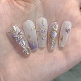 Purple Butterfly Gilded Cat Eye(Handmade press on nails)/10Pcs Ballerina Nails
