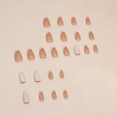 French Glitter Powder Handmade press on Nails / 24Pcs Almond Nails