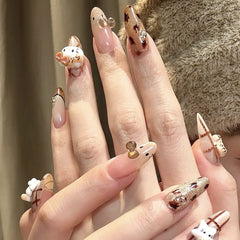 Plaid Kitty Leopard Cat Eye(Handmade press on nails)/10Pcs Stiletto Nails