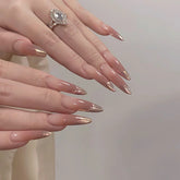 French Gold(Handmade press on nails)/30Pcs Almond Nails