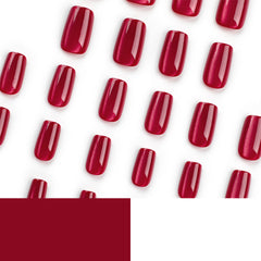 Cat Eye Simple Red Press on Nails 24Pcs Short Squoval Nails