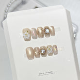Cute Carved Cat Eye(Handmade press on nails)/10Pcs Square Nails