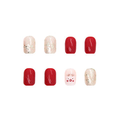 Cute Elk Press on Nails 24Pcs Short Squoval Nails