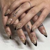 Golden Lines Press on Nails 24Pcs Medium Almond Nails