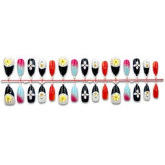 Half Begonia Contrast Color Press on Nails 10Pcs Medium Almond Nails