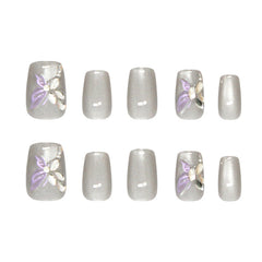 3D Diamond Butterfly Cat Eye(Handmade press on nails)/10Pcs Squoval Nails