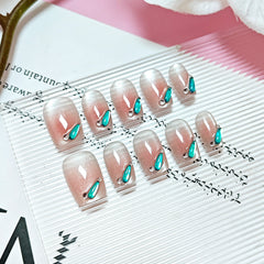 Blush Gradient Cat Eye(Handmade press on nails)/10Pcs Square Nails