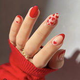 Red Love Press on Nails 24Pcs Medium Almond Nails