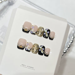 Three-Dimensional Carved Zircon(Handmade press on nails)/10Pcs Square Nails