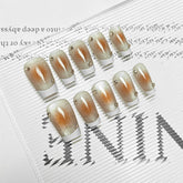 White Edge French Cat Eye(Handmade press on nails)/10Pcs Ballerina Nails