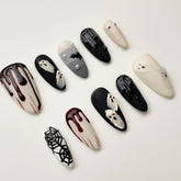 Frosted Ghost Bat(Handmade press on nails)/10Pcs Almond Nails