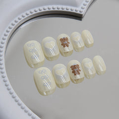 Bear(Handmade Press On Nails)/24Pcs Short Children Nails