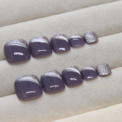 Fine Sparkle Cat Eye(Handmade Press On Nails)/24Pcs Short Toe Nails