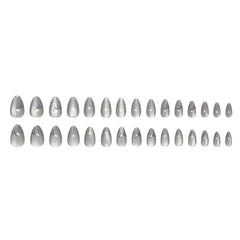 Cat Eye Gray Bow Press on Nails 24Pcs Short Almond Nails
