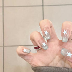 Blue Stars Cat Eye(Handmade press on nails)/10Pcs Coffin Nails