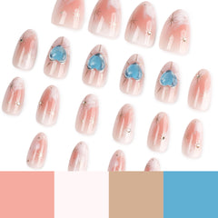 Sweet Love Smudge Presson on Nails 24Pcs Short Almond Nails