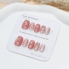 Fireworks Love Cat Eye(Handmade press on nails)/10Pcs Squoval Nails