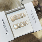 Bow Cat Eye Handmade press on Nails / 10Pcs Squoval Nails