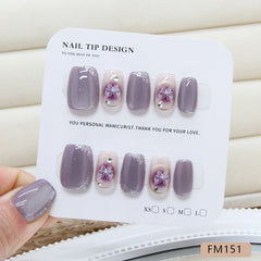 Purple Blush Butterfly Cat Eye(Handmade press on nails)/10Pcs Coffin Nails
