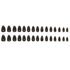 BLACK Press on Nails 30Pcs Short Almond Nails