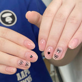 Blush Bow Polka Dots(Handmade press on nails)/10Pcs Squoval Nails