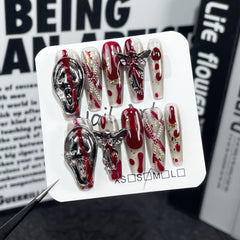 Mask Angel Handmade Press on Nails 10Pcs Long Ballerina Nails