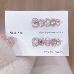 Pink Regalia(Handmade press on nails)/10Pcs Square Nails