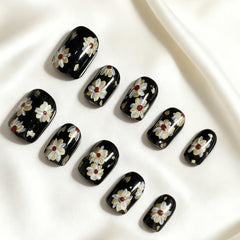 Retro Flower (Handmade press on nails)/10Pcs Square Nails