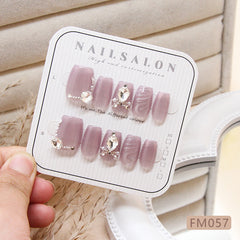 Diamond Swan Cat Eye Gradient(Handmade press on nails)/10Pcs Squoval Nails