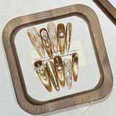 Zircon Cat Eye(Handmade press on nails)/10Pcs Stiletto Nails