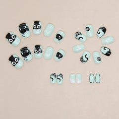 Little Black Cat(Handmade Press On Nails)/24Pcs Short Children Nails