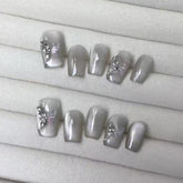 3D Diamond Butterfly Cat Eye(Handmade press on nails)/10Pcs Squoval Nails