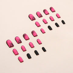 Comic Spider Web Press on Nails 24Pcs Medium Squoval Nails