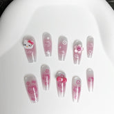 Blush Kitty Cat Eye(Handmade press on nails)/10Pcs Ballerina Nails
