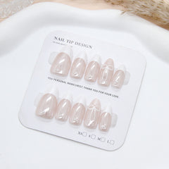 French Pearl Bow(Handmade press on nails)/10Pcs Almond Nails