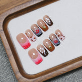 Ripple Flower(Handmade press on nails)/10Pcs Square Nails