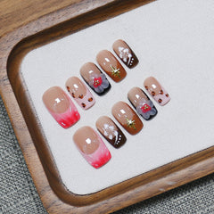 Ripple Flower(Handmade press on nails)/10Pcs Square Nails