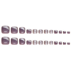 Fine Sparkle Cat Eye(Handmade Press On Nails)/24Pcs Short Toe Nails
