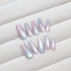 Cat Eye Gradient(Handmade press on nails)/10Pcs Coffin Nails