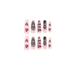 Ghost Love Flame Press on Nails 24Pcs Long Ballerina Nails