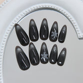 Galaxy Snowflake Cat Eye on Nails 24Pcs Medium Almond Nails