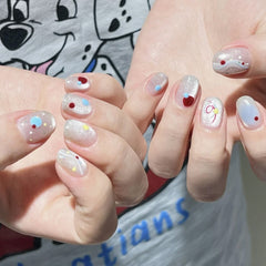 Colorful Bubbles Cat Eye(Handmade press on nails)/10Pcs Squoval Nails