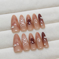 Red Spider Press on Nails 24Pcs Long Almond Nails