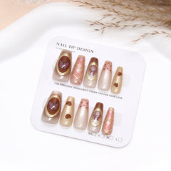 Plaid Butterfly Heart Cat Eye(Handmade press on nails)/10Pcs Ballerina Nails