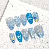 Explosive Ocean Wind on Nails 10Pcs Short Almond Nails