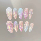 Mermaid Aurora Pearl(Handmade press on nails)/10Pcs Almond Nails