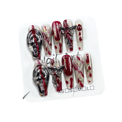 Mask Angel Handmade Press on Nails 10Pcs Long Ballerina Nails