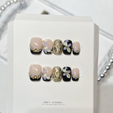 Three-Dimensional Carved Zircon(Handmade press on nails)/10Pcs Square Nails